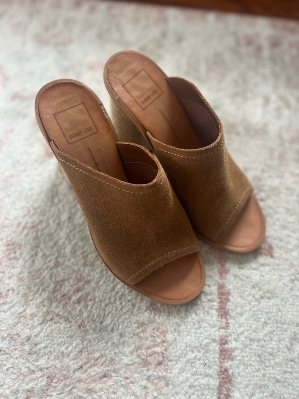 Dolce Vita Tan Suede Open-Toe Slide Mules